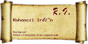 Rohonczi Irén névjegykártya